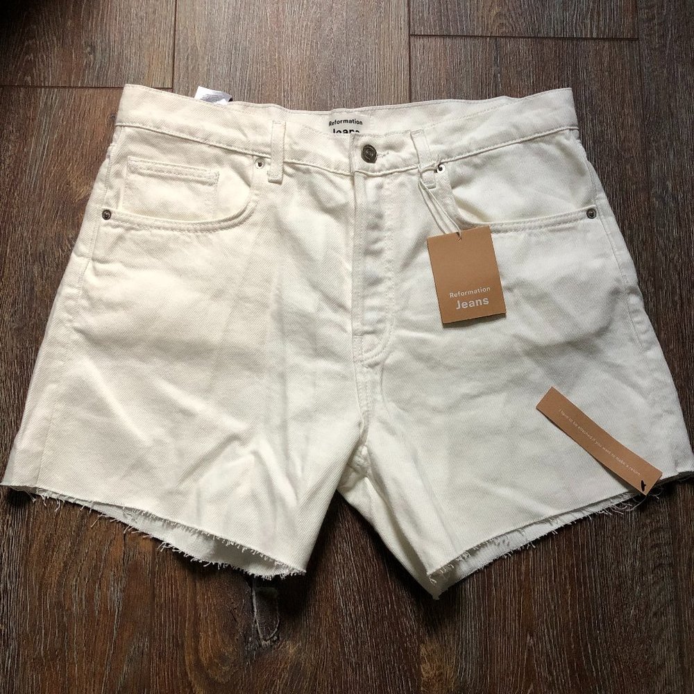 NWT Reformation White Jesse Relaxed Jean Shorts Size 31
